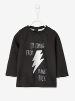 Stylish Top with Hologram for Baby Boys black dark solid with design