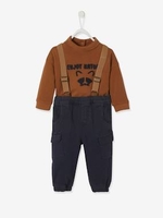 Sweatshirt + Trousers with Braces Outfit for Babies brown