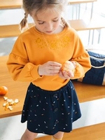 Sweatshirt Embroidered with Flowers,  for Girls blue dark solid with design