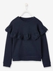 Sweatshirt for Girls,  Broderie Anglaise Ruffle blue dark solid