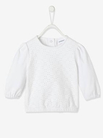 Sweatshirt with Broderie Anglaise,  for Babies white light solid