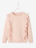 Sweatshirt with Broderie Anglaise Ruffles for Girls green medium solid