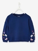 Sweatshirt with Butterflies on the Sleeves,  for Girls blue dark solid with design