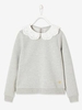 Sweatshirt with Collar in Broderie Anglaise,  for Girls light pink/print