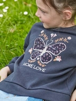 Sweatshirt with Embroidered Butterfly Appliqué for Girls dark grey