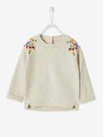 Sweatshirt with Embroidered Flowers for Baby Girls white medium mixed color