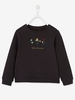 Sweatshirt with Embroidered Flowers for Girls black dark solid with design