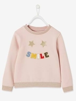 Sweatshirt with Embroidered Stars & Bouclé Details for Girls pink light solid with design
