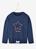 Sweatshirt with Fancy Star Motif for Girls blue dark solid with design