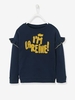 Sweatshirt with Frills & Message,  for Girls blue dark solid with design