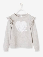Sweatshirt with Frills for Girls grey light mixed color
