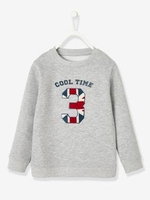 Sweatshirt with Graphic Motif in Bouclé,  for Boys grey medium mixed color
