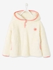 Sweatshirt with Hood in Sherpa for Girls white light solid with design