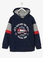 Sweatshirt with Hood,  Navy Motif,  for Boys blue dark solid with design