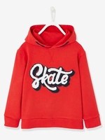 Sweatshirt with Inscription in Bouclé Knit for Boys red dark solid