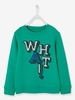 Sweatshirt with Inscription in Relief for Boys green bright solid with desig