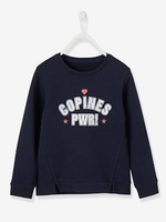 Sweatshirt with Iridescent Details for Girls blue dark solid with design