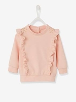 Sweatshirt with Large Ruffles on the Front for Baby Girls pink light solid with design