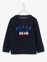 Sweatshirt with Motif in Bouclé,  for Boys blue dark solid with design