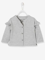 Sweatshirt with Press Studs,  Frills on the Sleeves,  for Baby Girls grey light mixed color
