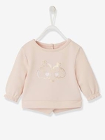 Sweatshirt with Rabbit in Fleece,  for Newborns pink medium solid with desig