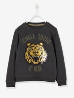 Sweatshirt with Reversible Sequins for Boys black dark mixed color