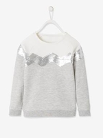 Sweatshirt with Reversible Sequins,  for Girls grey light mixed color