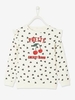Sweatshirt with Ruffles,  Hearts & Iridescent Details,  for Girls white light all over printed