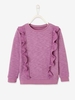 Sweatshirt with Ruffles in Cotton Gauze for Girls purple light solid