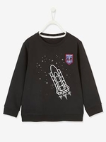 Sweatshirt with Space Shuttle Motif with Details in Flocked Velour for Boys black dark solid with design