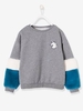 Sweatshirt with Unicorn and Plush Sleeves for Girls grey dark solid with design