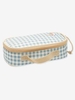 Sweet Gingham Pencil Case with Printed Iridescent Heart,  for Girls beige
