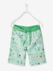 Swim Shorts for Boys,  Surfing Motifs & Palm Tree Badge green light all over printed