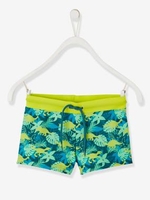 Swim Shorts with Exotic Motif,  for Boys green dark all over printed