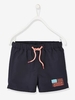 Swim Shorts with Flag for Boys blue dark solid with design