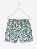 Swim Shorts with Jungle Print & Magic Effect for Boys green medium all over printed