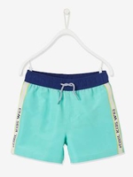 Swim Shorts with Stylish Side Stripes for Boys green bright solid with desig