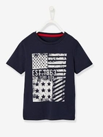 T-Shirt for Boys,  Flag Motif blue dark solid with design
