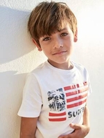 T-Shirt with Flag Motif for Boys blue dark solid with design
