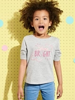T-shirt with Iridescent Message for Girls grey light mixed color