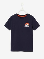 T-Shirt with Large Motif on the Back,  for Boys blue dark solid with design