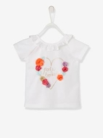 T-Shirt with Message for Baby Girls white light solid with design