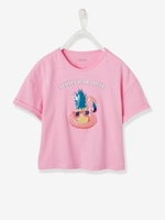 T-Shirt with Motif in Relief,  for Girls pink medium solid with desig