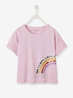 T-Shirt with Rainbow,  Glitter & Sequins,  for Girls purple light solid with design