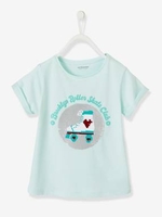 T-Shirt with Reversible Sequins for Girls pink light solid