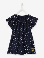 T-Shirt with Ruffles on the Sleeves,  for Girls blue dark solid with design