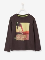 T-Shirt with Skateboard Motif for Boys grey dark solid with design