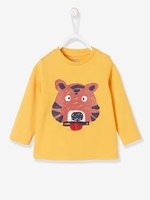 T-Shirt with Tiger Motif for Baby Boys orange medium solid