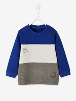 Three-Tone Sweatshirt for Baby Boys blue dark solid with design