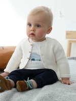 Top + Denim Trouser Ensemble for Newborn Babies white light solid with design